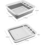 Égouttoir à vaisselle pliable et organisateur de rangement - Design 2 en 1 peu encombrant pour cuisine, caravane, camping - Bac