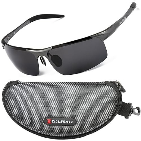 ZILLERATE Lunette De Soleil Homme Polarisée Pour la conduite, le vélo, le golf, le ski et tous les sports, Qualité supérieure, A
