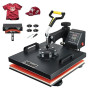VEVOR 2 en 1 Presse à Chaud Machine Sublimation Textile 38x38 cm Machine d'impression 1500 W Presse à Chaleur Polyvalente Contrô