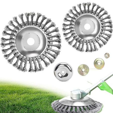 2 Pièces Brosse Metallique Debroussailleuse,Remplacement Tete Brosse Debroussailleuse,avec Accessoires,Brosse de Desherbage Diam