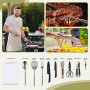 10 Pièces Ustensiles de Cuisine Camping Accessoires Essentiels Inoxydables pour Pique-Nique et Randonnées