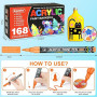 Lyuvie 168 Couleur Feutres Acryliques,Marqueur Peinture Acrylique avec Pointe Extra Fine de 0,7 mm,Permanent Stylo Peinture Acry