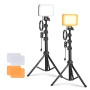 NEEWER Basics Kit Panneau LED Lumiere Video, Packs de 2 Lampes Bicolores avec Trépieds et Filtres Intensité Variable Portable 32