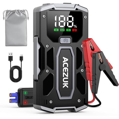 ACEZUK Booster Batterie Voiture 7000A, Démarreur de Voiture Portable (Jusqu'à 5.5L Diesel ou 7.0L Gaz), 12V Jump Starter avec 2.