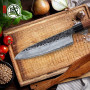 MITSUMOTO SAKARI Couteau Japonais de 22 cm, Couteau Cuisine Gyutu Forgé à la Main, Couteau de Cuisine en acier à Haute Carbone (