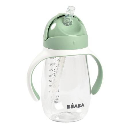 Béaba Biberon/Tasse d'apprentissage 2 en 1, Tasse Paille Enfant, 100 Pour cent étanche, Anti-fuite, Facile à Ouvrir, Poignées am