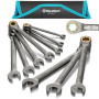 DURATECH Jeu de 10 clés mixtes à cliquet antidérapantes, métriques 6-18 mm, 72 dents, nickelées, acier CR-V, avec pochette