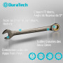 DURATECH Jeu de 10 clés mixtes à cliquet antidérapantes, métriques 6-18 mm, 72 dents, nickelées, acier CR-V, avec pochette