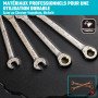 DURATECH Jeu de 10 clés mixtes à cliquet antidérapantes, métriques 6-18 mm, 72 dents, nickelées, acier CR-V, avec pochette