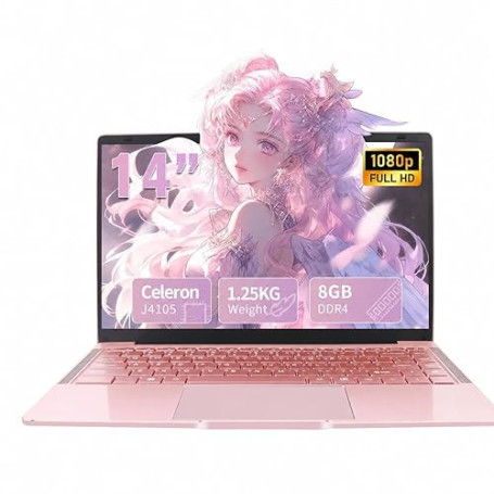 LONGEVINCE Ordinateur Portable 14 Pouces, 8 Go DDR4, Ultrabook, IPS 1920 x 1080, Celeron J4105,sous, avec Protection de Clavier
