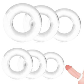 GNALIA Anneau Pénien Homme - Lot De 12 Pièces (6 Tailles) - 1.3-2.5Cm Diamètre Intérieur - Silicone Transparent - Pour Couples -