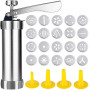 Presse à Biscuits en Acier Inoxydable - Machine à Sablés avec 20 Disques et 8 Douilles - Pistolet à Pâtisserie Professionnel pou