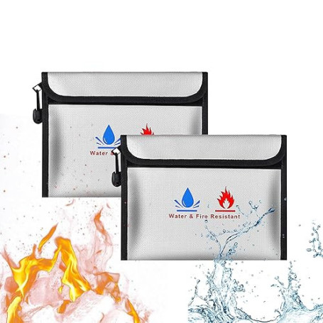 Sacs Anti-feu,2pcs Porte-Documents ignifuges, Sac étanche à feu, Sac étanche à feu pour Documents, Sac à Documents Ignifuge pour