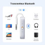 UGREEN Émetteur Jack Bluetooth 6.0 pour TV Transmetteur Récepteur 2 en 1 pour Voiture Prise Aux 3.5 mm Adaptateur Audio pour Cas