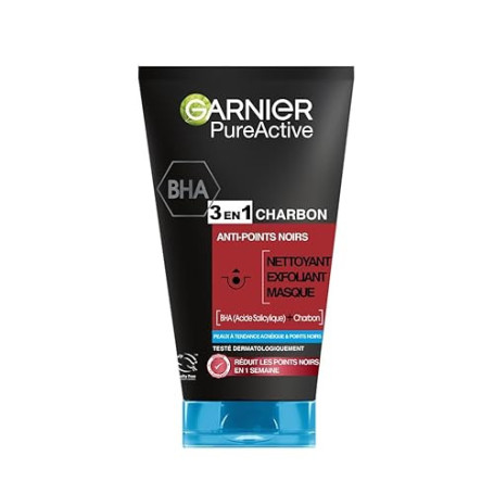 Garnier 3 en 1 anti-points noirs. Nettoyant, exfoliant et masque - Le flacon de 150ml