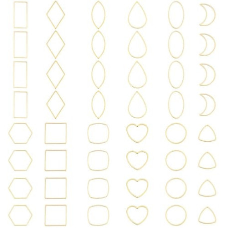 UNICRAFTALE 48Pcs 12 Style 304 Anneaux de Liaison Doré en Acier Inoxydable Liens Rhombus Coeur en Forme Larme Connecteurs D'Anne