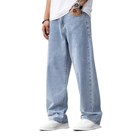 LuminBlaze Jean Baggy Homme Y2K Streetwear Vintage Jeans Loose Fit Pantalon en Denim Jean Large Homme Droit Décontracté