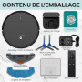 SereneLife Robot Aspirateur Laveur 3-in-1 – Auto-Recharge, Anti-Chute, Nettoyage Automatique, Robot Laveur pour Sols Durs, Tapis