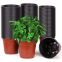 E-Know Lot de 150 pots à plantes 15 cm Pots en plastique pour plantes Pot de fleurs en plastique rond pour la germination et la
