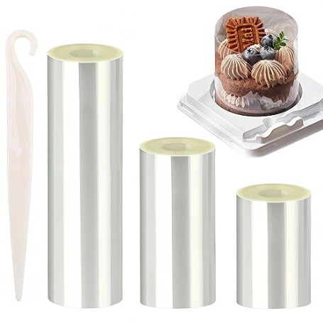 3Pcs Rodoide Transparent Patisserie, Rouleaux Rodoide, Collier à gateau 8/10/15 cm, Rhodoid pour Patisserie Bordure Gâteau Réuti