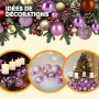 Lot de 100 Boules de Noël en Plastique Robuste Décoration de Noël intérieur extérieur Décoration pour Sapin Rose