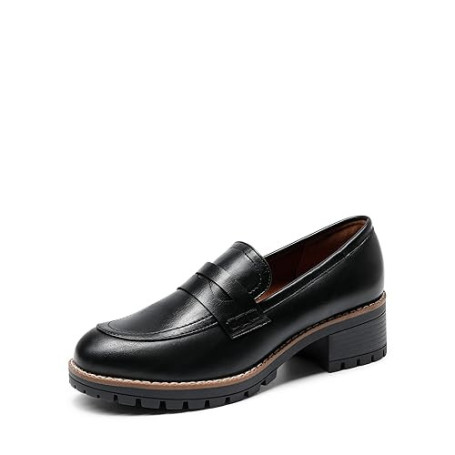 DREAM PAIRS Mocassin Femme Chaussures Plates Confortable avec Talon Mi-Haut Porter à Enfiler Mocassins Loafer