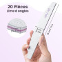 Lot de 20 Limes a Ongles 100 180 Grain, Lime à Ongles Double Face pour Ongles en Gel et Acrylique, Kit de Lima Ongle Réutilisabl
