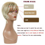 Creamily Perruques blondes courtes pour femme, coupe Pixie avec frange, cheveux synthétiques naturels lisses, perruque courte po
