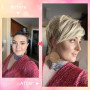 Creamily Perruques blondes courtes pour femme, coupe Pixie avec frange, cheveux synthétiques naturels lisses, perruque courte po