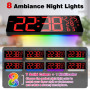 Horloge Murale Numérique LED 16,5'' avec Télécommande, Luminosité Automatique, Heure d'Été, Température, Date, Jour, Double Alar