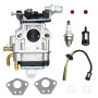 Carburateur Débroussailleuse 52cc 49cc 43cc, Kits de Carburateur pour Moteur avec Joint Tuyau Bougie d'allumage et Filtre à Esse
