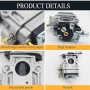 Carburateur Débroussailleuse 52cc 49cc 43cc, Kits de Carburateur pour Moteur avec Joint Tuyau Bougie d'allumage et Filtre à Esse