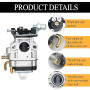 Carburateur Débroussailleuse 52cc 49cc 43cc, Kits de Carburateur pour Moteur avec Joint Tuyau Bougie d'allumage et Filtre à Esse