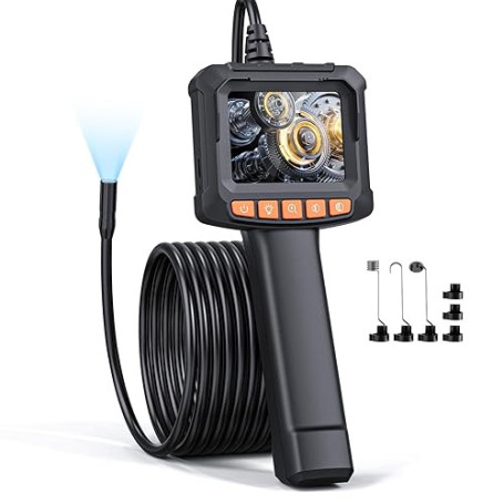 QIMIC Caméra Endoscopique, 1080P HD Endoscope avec Zoom 2X, IP67 Camera Inspection Canalisation à Étanche IPS de 2,4 Pouces, Câb