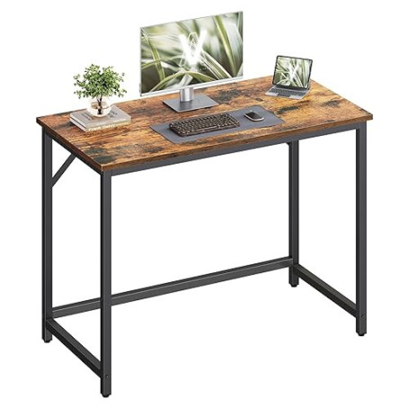 VASAGLE Bureau d'Ordinateur, Table, 50 x 100 x 76 cm, pour Bureau, Chambre, Salon, Cadre en Métal, Marron Rustique et Noir d'Enc