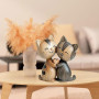 LunarCharm Sculpture en Bois d'un Couple de Chats – Décoration de Bureau en 2D Plate avec câlin, décoration pour Maison et Burea