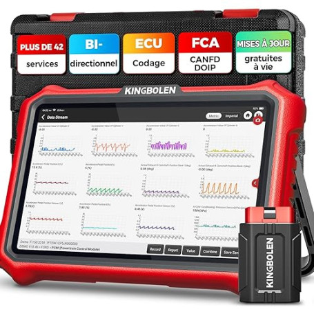KINGBOLEN K8 Pro Valise Diagnostic Auto, OBD2 Diagnostic Français pour système Complet avec 42+ Réinitialisations, Codes ECU, Co