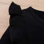 Geagodelia Ensemble de Vêtements Bébé Fille Enfant 2PCS Jupe à Boutons et Haut Pull Manches Longues en Tricot Côtelé à Volants T