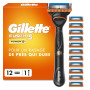 Gillette Rasoir Homme Fusion 5 Power, avec 1 Cartouche, Noir – Manche Réutilisable, Tête de Rechange à 5 Lames en Acier Inoxydab