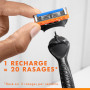 Gillette Rasoir Homme Fusion 5 Power, avec 1 Cartouche, Noir – Manche Réutilisable, Tête de Rechange à 5 Lames en Acier Inoxydab