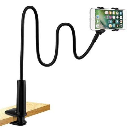 LONZOTH Support Telephone Lit, Support Téléphone avec Col de Cygne Flexible Long Bras Rotation 360° Réglable pour iPhone 13/ 13P