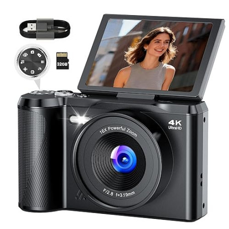 Appareil Photo Numérique 4K Digital: 56MP Appareils Numérique avec molette de Mode Écran Rabattable 180° - Camera pour Vlog avec