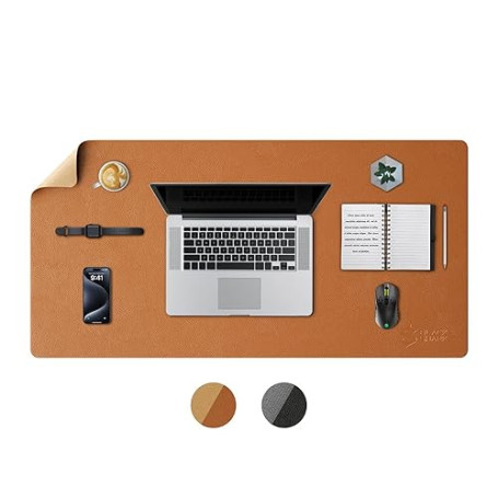 Black Shark Tapis de bureau en cuir, grand tapis de souris pour ordinateur portable – Taille XL imperméable, antidérapant, facil