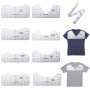 8 Pièces Guide des Tailles pour T-shirts, Règle d'Alignement pour T-shirts, Guide de Règle de T-shirt avec 1.5m Ruban à Mesurer 