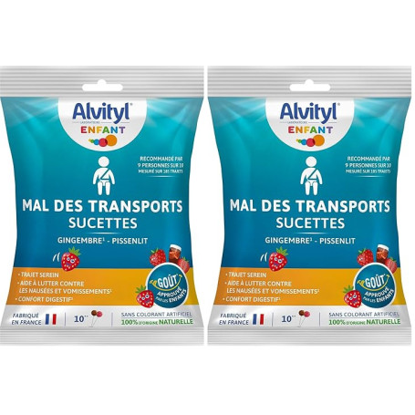 Alvityl Pack de 10 Sucettes Mal des Transports Trajet Calme/Serein Recommandé à 93 pourcent, Bleu, 120 g (Lot de 2)