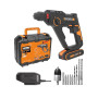 WORX Marteau perforateur sans fil 20V 1,2J WX391, perçage rapide dans le béton, 3 fonctions en 1, Livré avec 10 forets pour béto