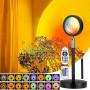 Lampe Coucher de Soleil, Sunset Lamp avec USB, Lumière Arc-en-Ciel Veilleuse LED Réglable en Hauteur 24 Couleurs 4 Modes dynamiq