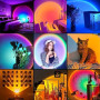 Lampe Coucher de Soleil, Sunset Lamp avec USB, Lumière Arc-en-Ciel Veilleuse LED Réglable en Hauteur 24 Couleurs 4 Modes dynamiq