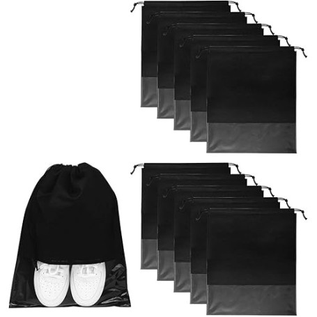 Pumuky 10 Pièce Sac à Chaussures de Voyage,Grands Housses de Chaussures,32 X 44cm Sacs à Chaussures Anti-poussière avec Fenêtre
