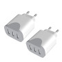 Chargeur USB 2Pack, Prise USB Multiple 3 Ports Adaptateur Charge Rapide Universel Prises pour lPhone 14/13/12/11 Pro Max Mini SE